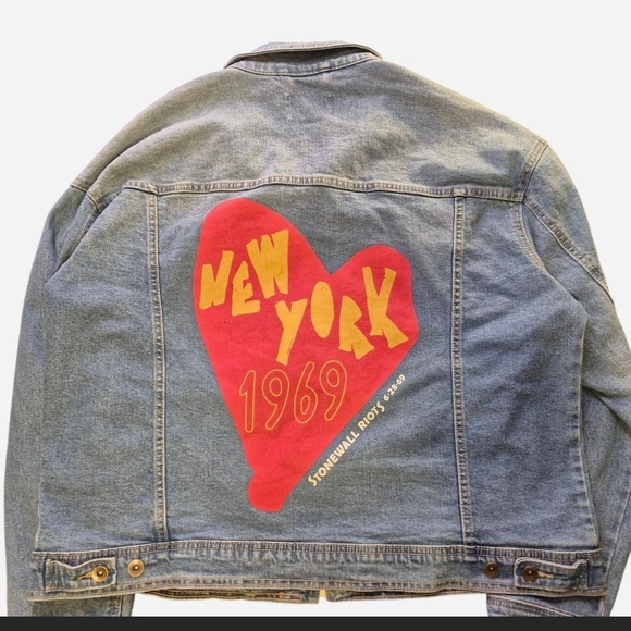 Denim Jacket with Red Heart Graphic - Picture 7 of 8